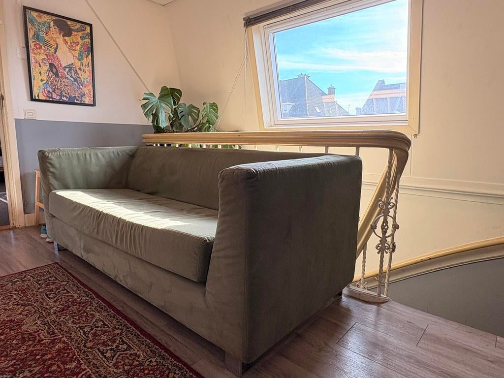 Big olive green couch, Ophalen, Tweepersoons, 75 tot 100 cm, Zo goed als nieuw
