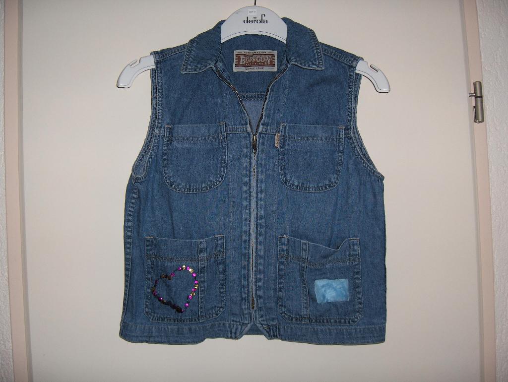 Vaal blauw katoen jeans gilet jasje BUFFOON 140 prima staat, Buffoon, Gebruikt, Meisje, Ophalen of Verzenden