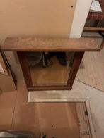 Antieke houten spiegel met plankje, Antiek en Kunst, Ophalen, Rechthoekig, Minder dan 50 cm, Minder dan 100 cm