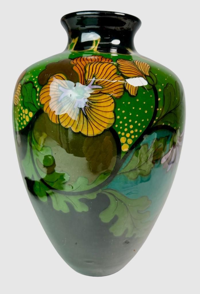 Gouda Ed Antheunis plateel vaas decor Viool Art Nouveau, Ophalen of Verzenden