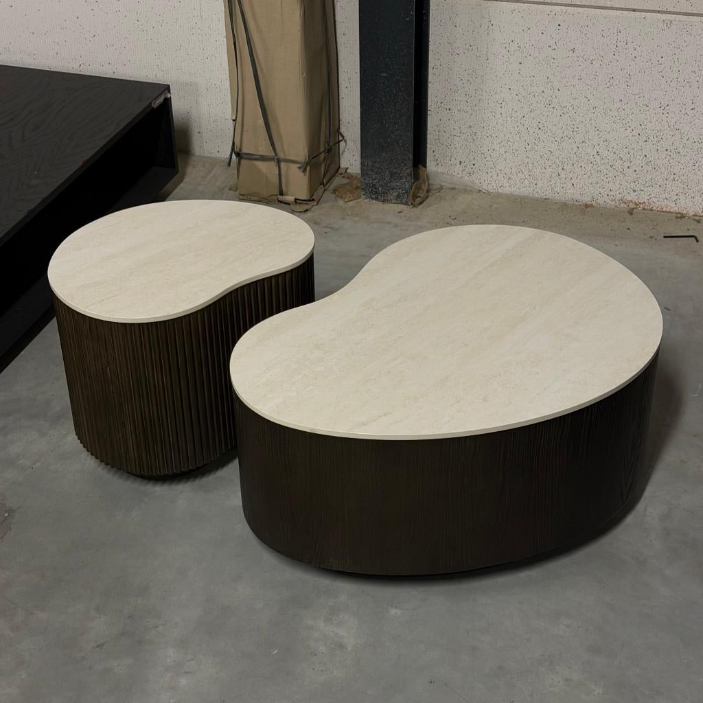 salon tafel japandi organisch set of los eiken bruin, Huis en Inrichting, Tafels | Salontafels, Japandi, 100 tot 150 cm, Eikenhout