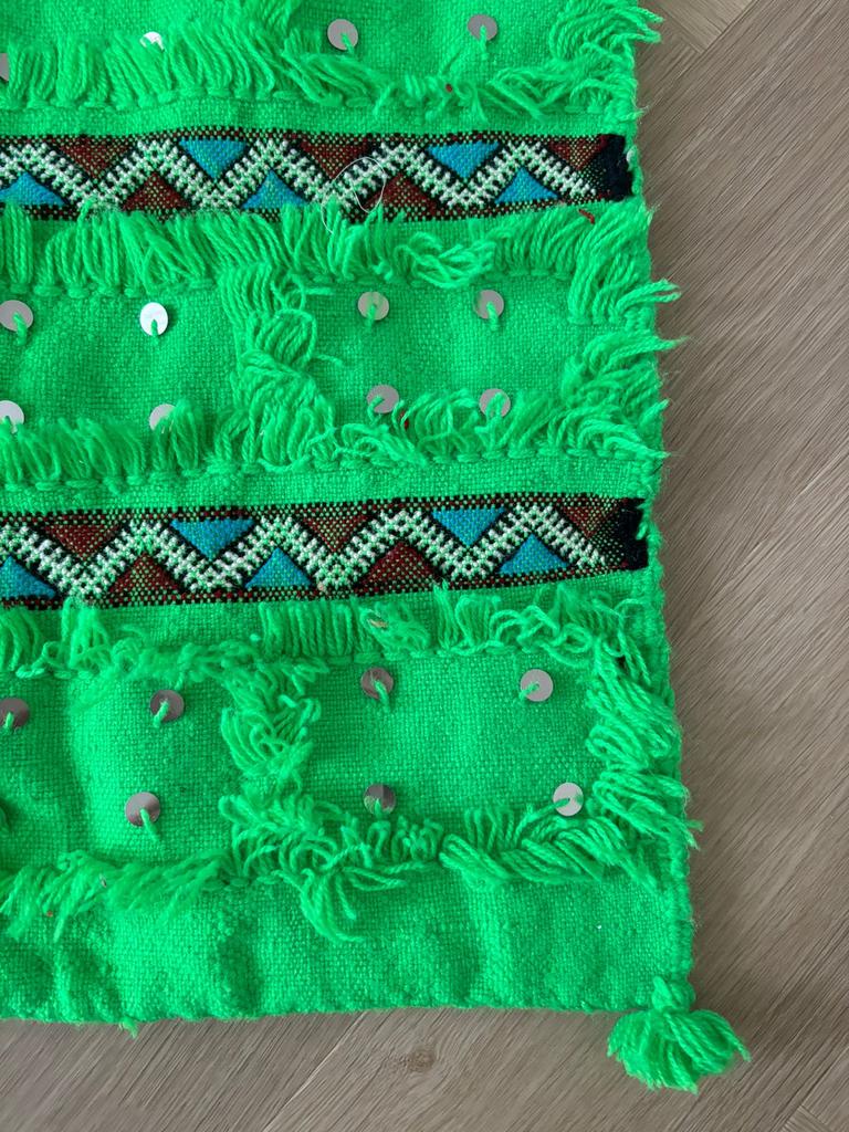 Marokkaans Berbers Kelim kussenhoes Marrakech, Ophalen of Verzenden, Gebruikt, Groen, Vierkant