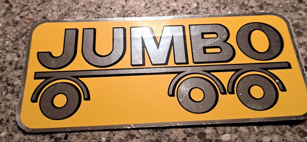 Vintage spiegel sticker Jumbo trailer oplegger merk logo, Ophalen of Verzenden, Zo goed als nieuw