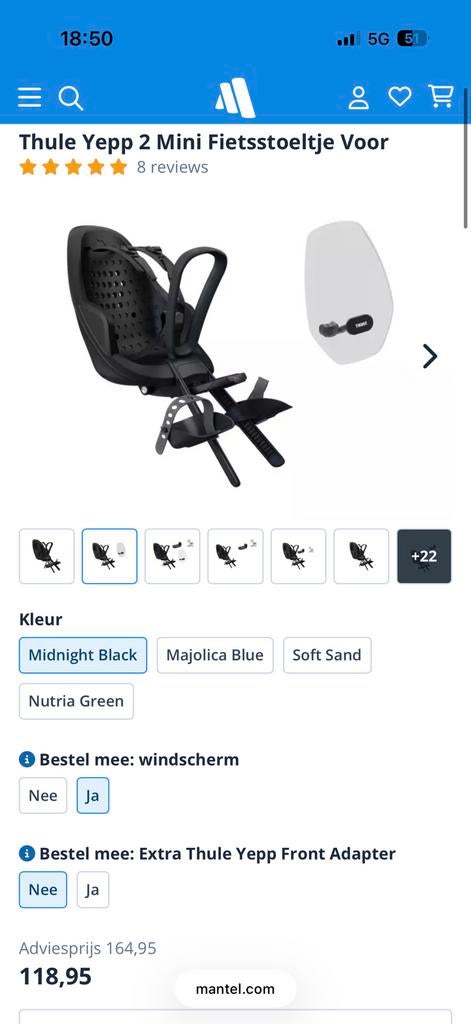 Thule Yepp mini stuurzitje, Ophalen of Verzenden, Zo goed als nieuw