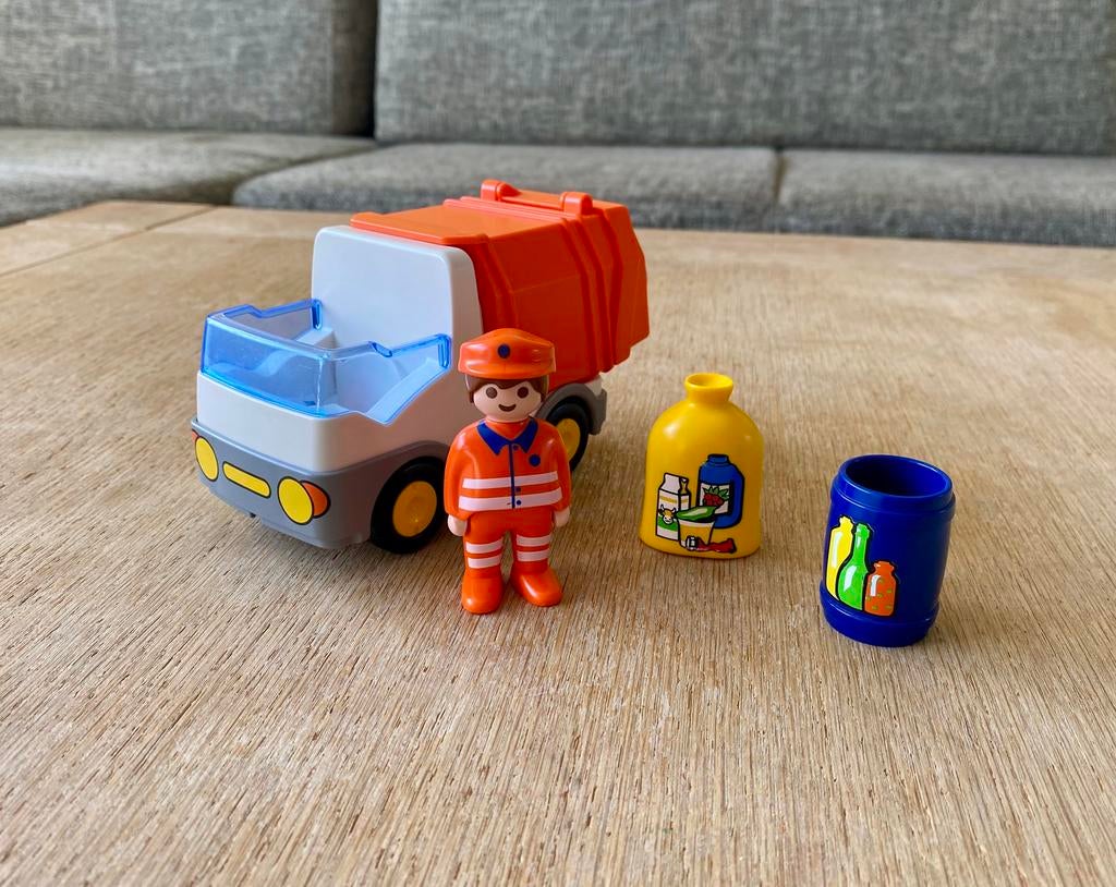 Playmobil 1.2.3 vuilniswagen, Kinderen en Baby's, Speelgoed | Playmobil, Ophalen of Verzenden, Gebruikt, Complete set