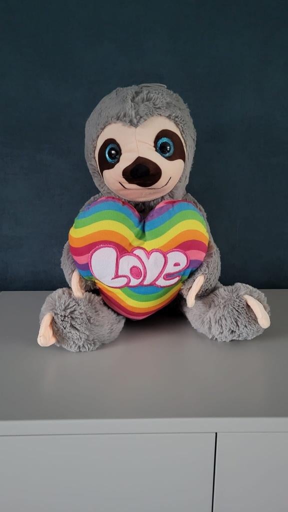 Knuffel luiaard, Overige typen, Grijs, Ophalen of Verzenden, Zo goed als nieuw