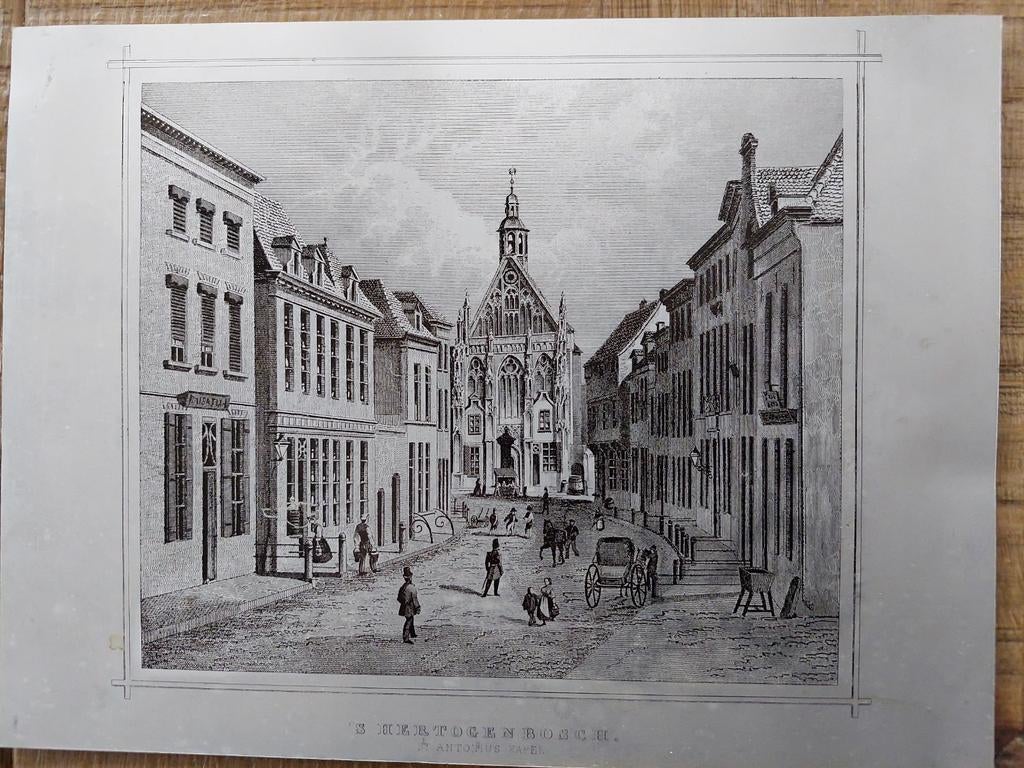 Te koop drukplaat (cliche)op alum stadsprent  Den Bosch 19e, Ophalen of Verzenden
