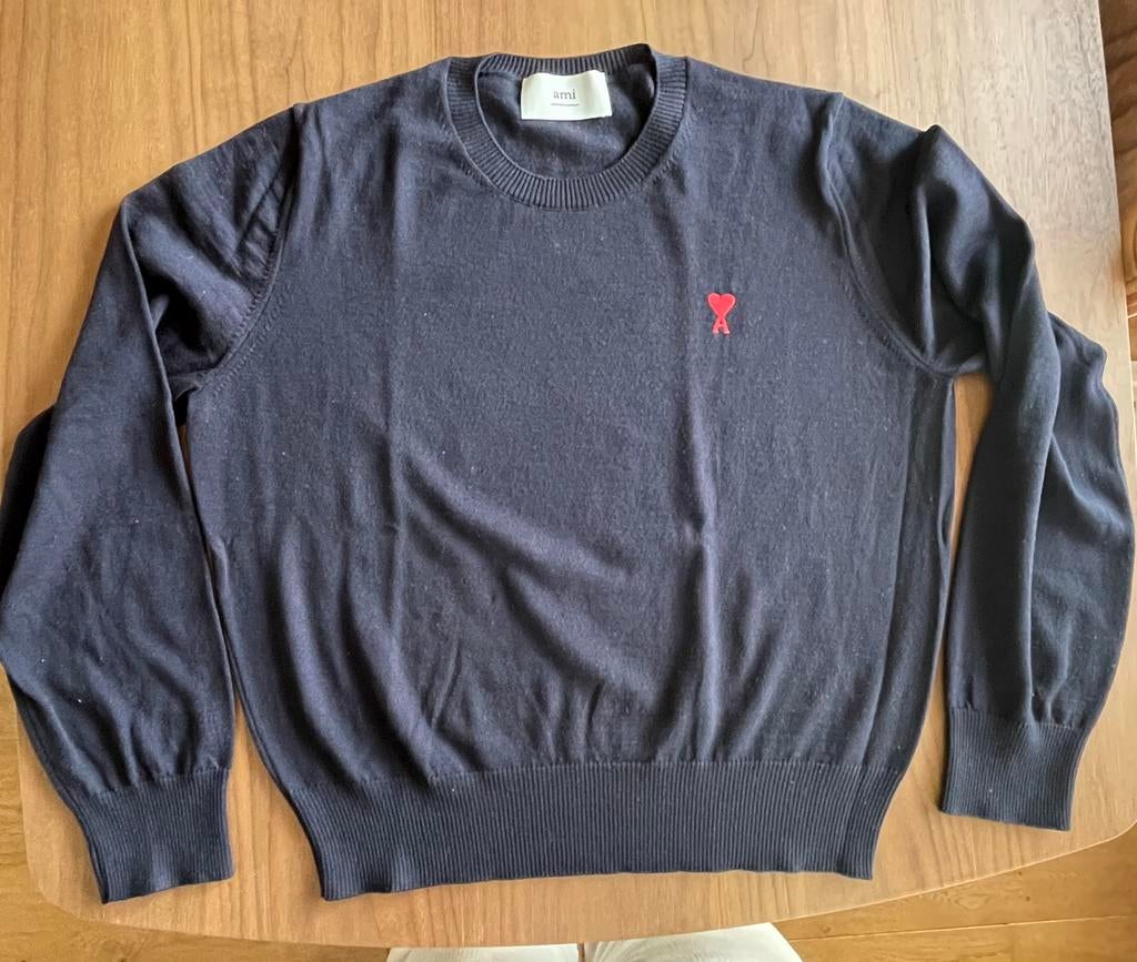 AMI Paris pullover donkerblauw wol | maat L, Kleding | Dames, Truien en Vesten, Verzenden, Zo goed als nieuw, Maat 42/44 (L), Blauw