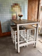 Hoge tafel met 4 krukken voor buiten, Ophalen, 4 zitplaatsen, Kunststof, Gebruikt