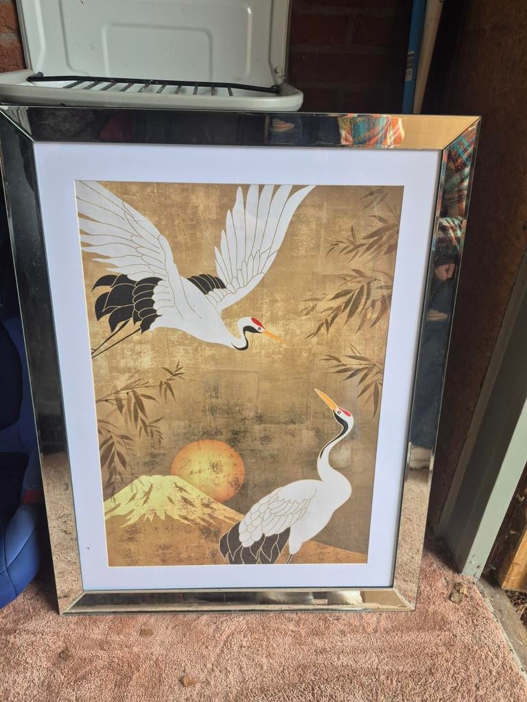 Schilderij kraanvogels, Ophalen, Hout, Minder dan 50 cm, Minder dan 50 cm