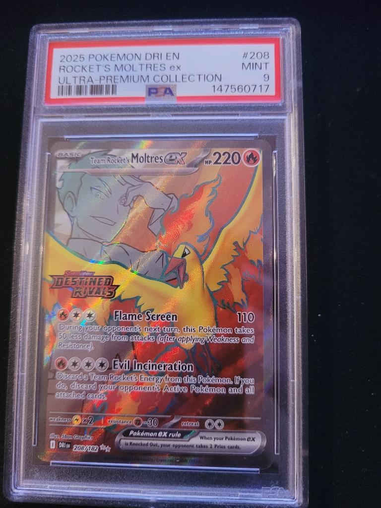 Pokemon Rocket's moltres 208 PSA 9 STAMPED, Ophalen of Verzenden, Zo goed als nieuw