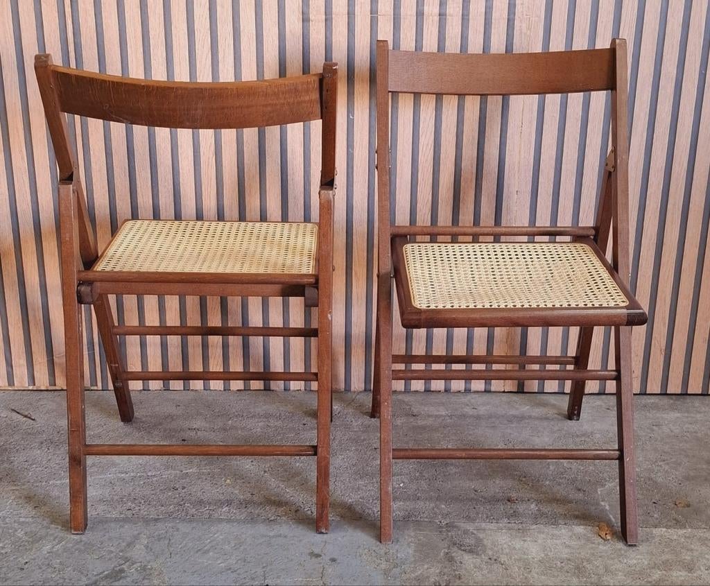 50 x Webbing klapstoelen opklapbare stoelen hout Cesca retro, Bruin, Ophalen of Verzenden, Zo goed als nieuw, Vijf, Zes of meer stoelen