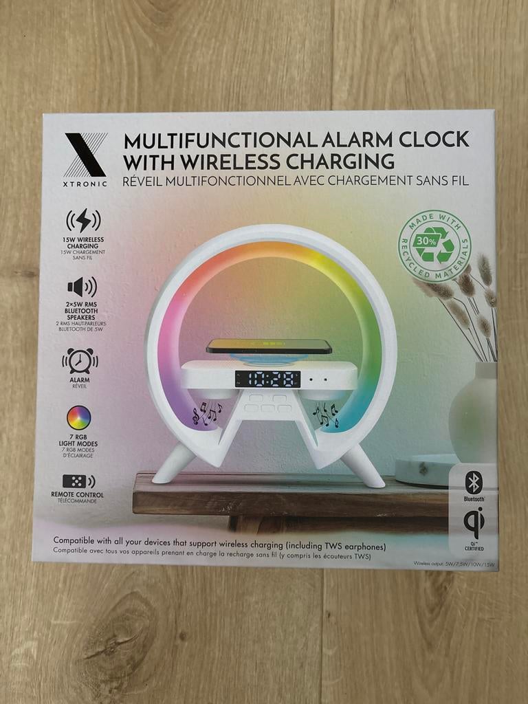 Multifunctionele wekker + draadloos opladen telefoon. NIEUW!, Ophalen of Verzenden, Nieuw, Digitaal