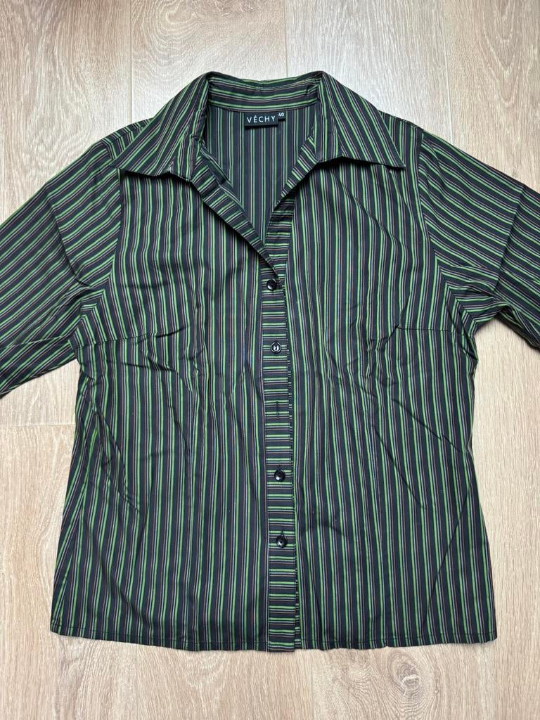Véchy dames blouse groen/oranje zwart gestreept maat 40, Ophalen of Verzenden, Zo goed als nieuw, Maat 38/40 (M), Groen