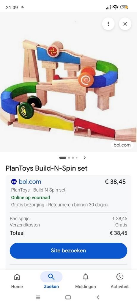 Plan Toys Houten Rollerbaan, Ophalen of Verzenden, Zo goed als nieuw, Overige typen