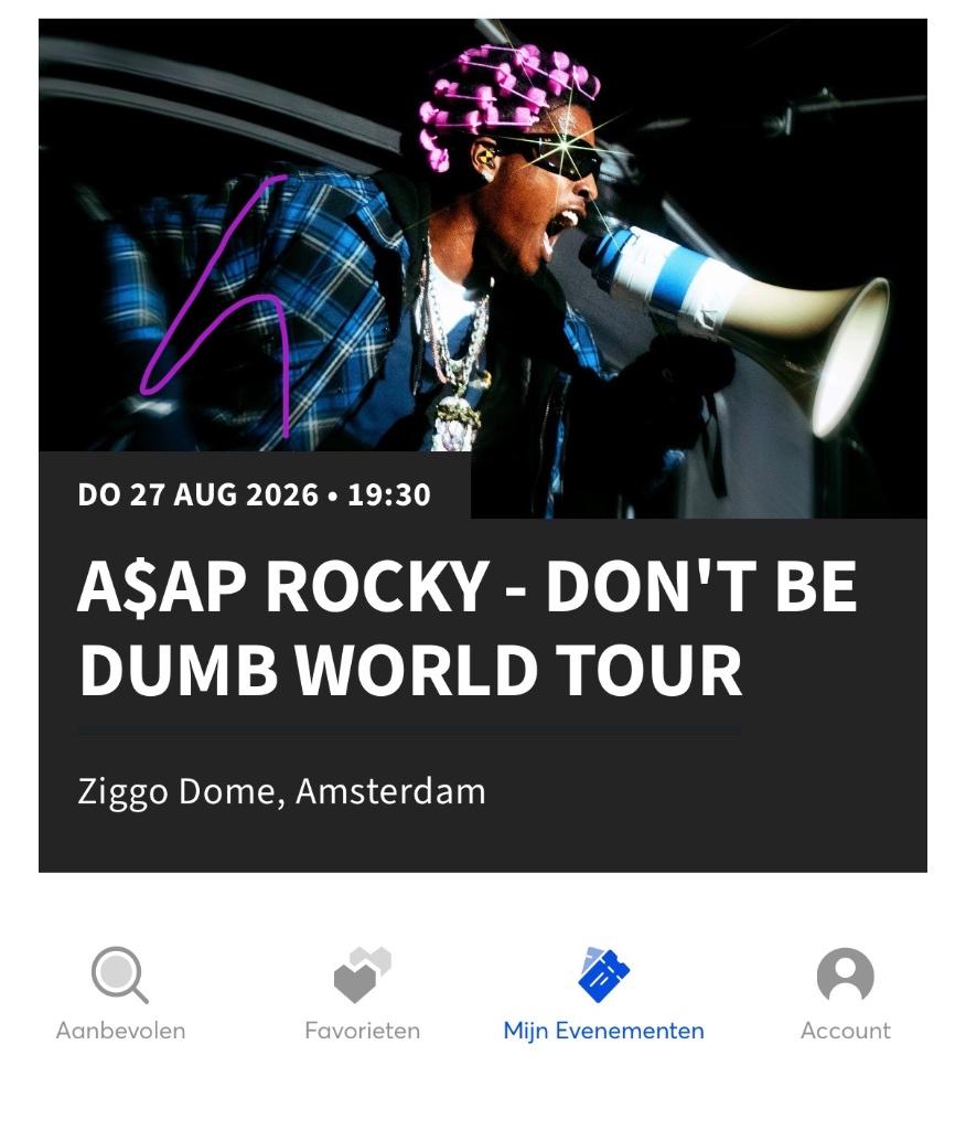 Asap Rocky GoldenCircle ZiggoDome, Eén persoon, Augustus