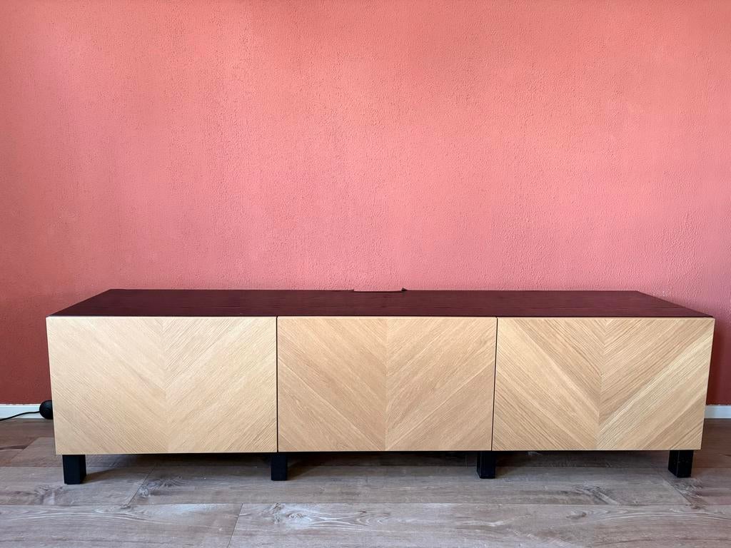 IKEA Besta tv meubel met visgraat fronten, Huis en Inrichting, Kasten | Televisiemeubels, Ophalen, 150 tot 200 cm, Zo goed als nieuw