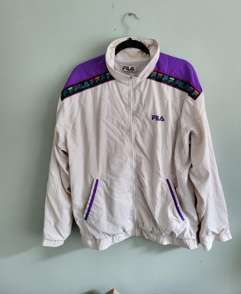 Vintage Fila trainingsjas maat XL, Wit, Maat 46/48 (XL) of groter, Ophalen of Verzenden, Vintage