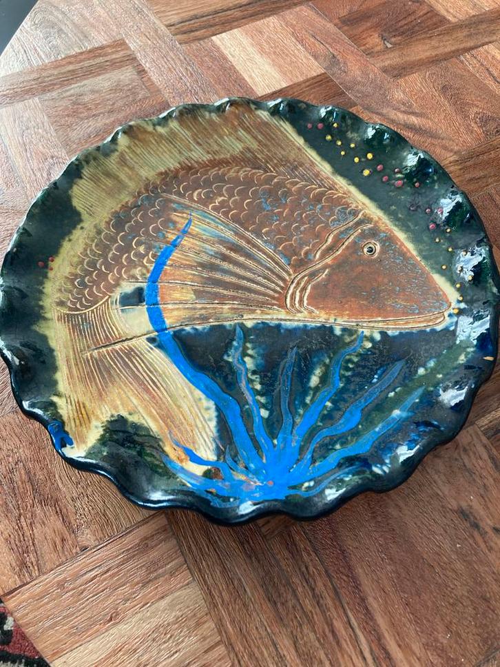 Vintage Vissen Schotel, Gesigneerd, Spanje, jaren '60, 30 cm, Antiek en Kunst, Antiek | Keramiek en Aardewerk, Ophalen of Verzenden