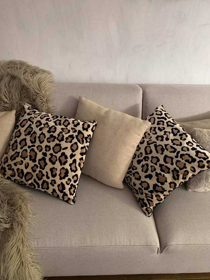 NIEUWE KUSSENS PANTER ECRU 3 STUKS € 49,00, Huis en Inrichting, Woonaccessoires | Kussens, Nieuw, Vierkant, Ophalen of Verzenden