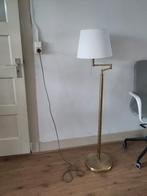 Vintage messing vloerlamp met witte kap, Antiek en Kunst, Ophalen