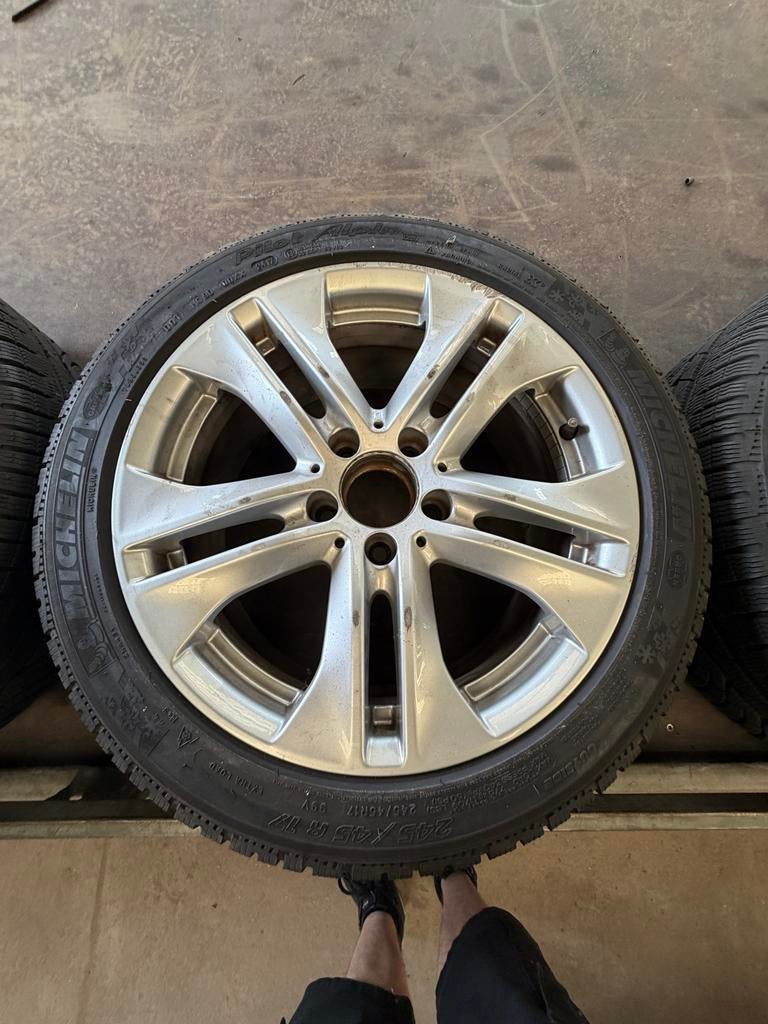 Mercedes velgen met Michelin Pilot Alpin banden, Auto-onderdelen, Banden en Velgen, Ophalen, Banden en Velgen, 17 inch, Winterbanden