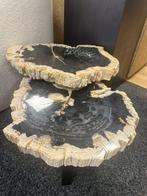 Bijzet tafeltjes versteend hout, Minder dan 55 cm, Gebruikt, Ophalen of Verzenden, Overige vormen