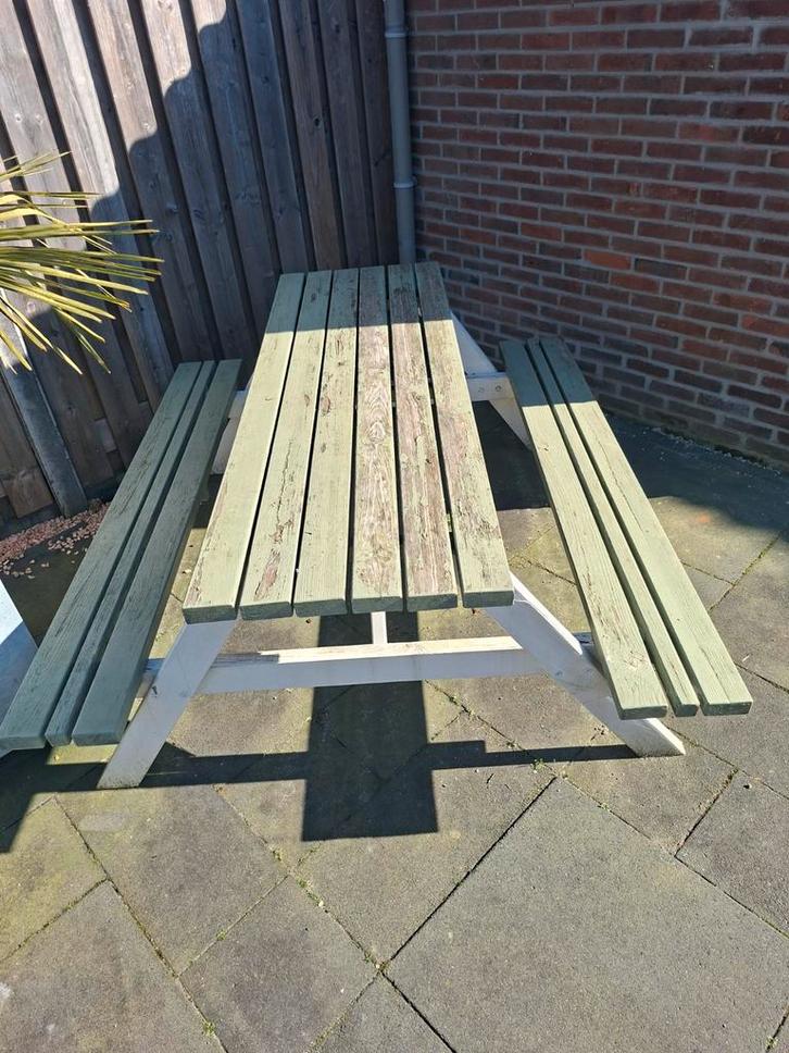 Houten picknicktafel - Opknapper, Tuin en Terras, Picknicktafels, Gebruikt, Rechthoekig, Hout, Ophalen