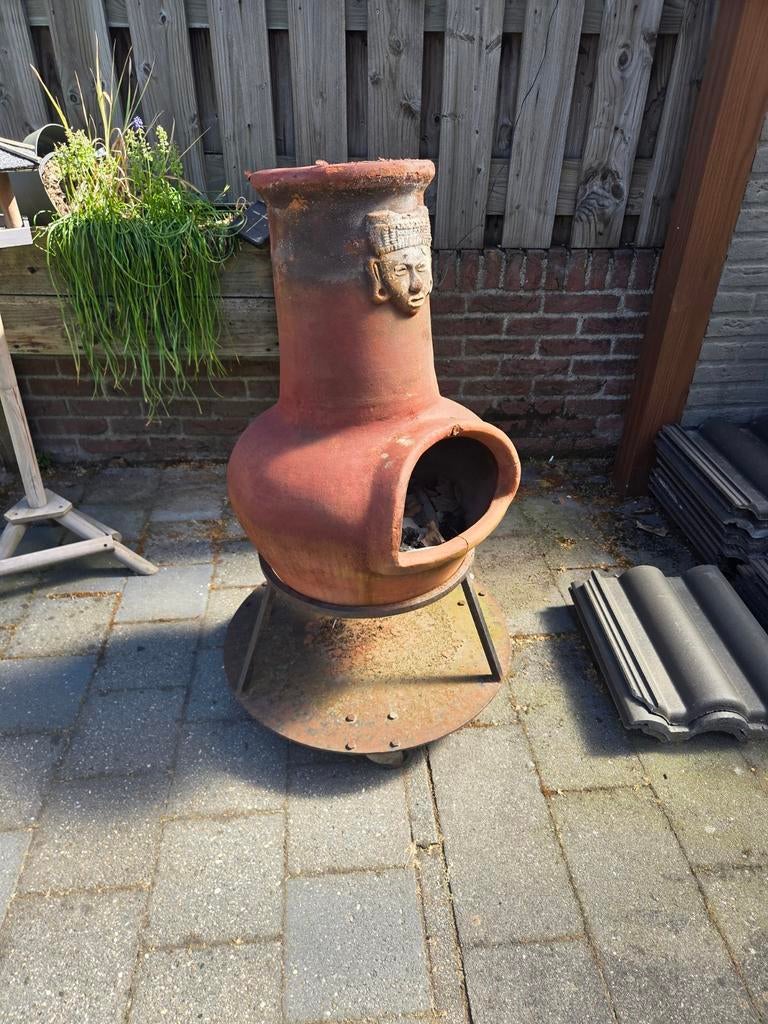Terracotta kachel op ijzeren frame, Tuin en Terras, Tuinhaarden, Gebruikt, Ophalen
