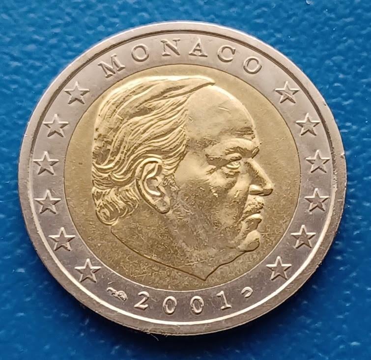 Monaco 2 Euro - 2001 normaal  UNC, Postzegels en Munten, Munten | Europa | Euromunten, Verzenden, Monaco, 2 euro, Losse munt
