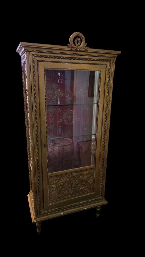 Antiek Louis XVI Vitrinekastje - Goud Verguld, Ophalen of Verzenden