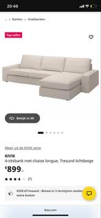 IKEA KIVIK 4-zitsbank met chaise longue en voetenbank, Ophalen, Zo goed als nieuw, Stof