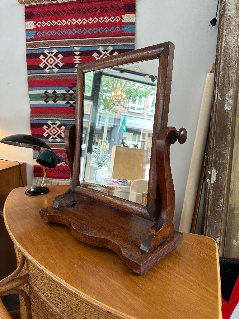 SALE: antieke, brocante, vintage kaptafel spiegel mahonie, Ophalen, Minder dan 50 cm, Gebruikt, -