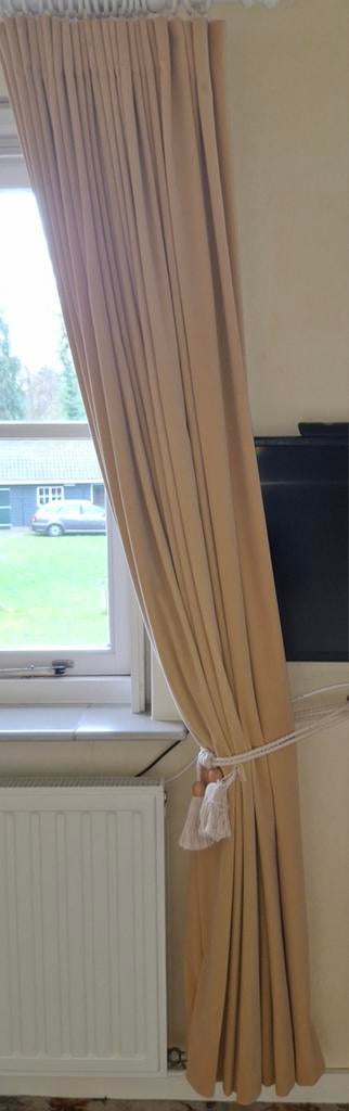 Lichtbruin/crèmekleurig velours gordijnen, Ophalen of Verzenden, 200 cm of meer