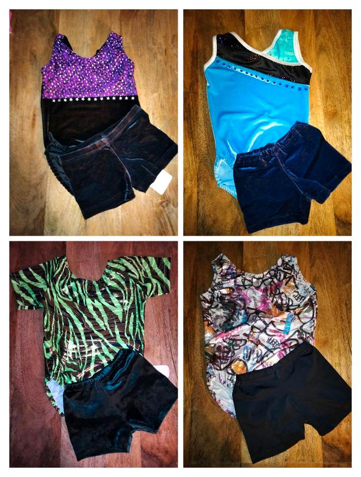 Turnpakjes met turnbroekjes maat 104 nu Goedkoop, Sport en Fitness, Turnen, Zo goed als nieuw, Turnpak(je), Kleiner dan kindermaat 122