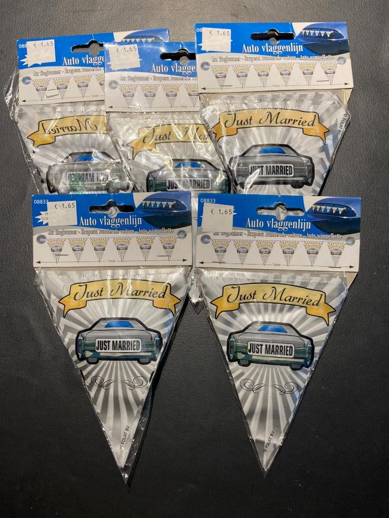 huwelijk trouwen autoversiering 5 stuks samen, Ophalen of Verzenden, Nieuw, Versiering, Geboorte of Huwelijk