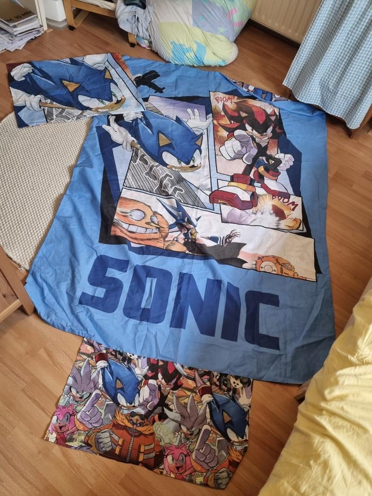 1persoons Sonic the Hedgehog Dekbedovertrek - Blauw, Gebruikt, Blauw, Dekbedovertrek, Onbekend