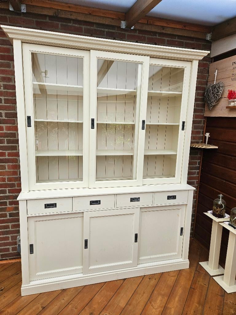 ROOM  WITTE  BUFFETKAST/SERVIESKAST  MET SCHUIFDEUREN., Ophalen, Gebruikt, 25 tot 50 cm, 200 cm of meer