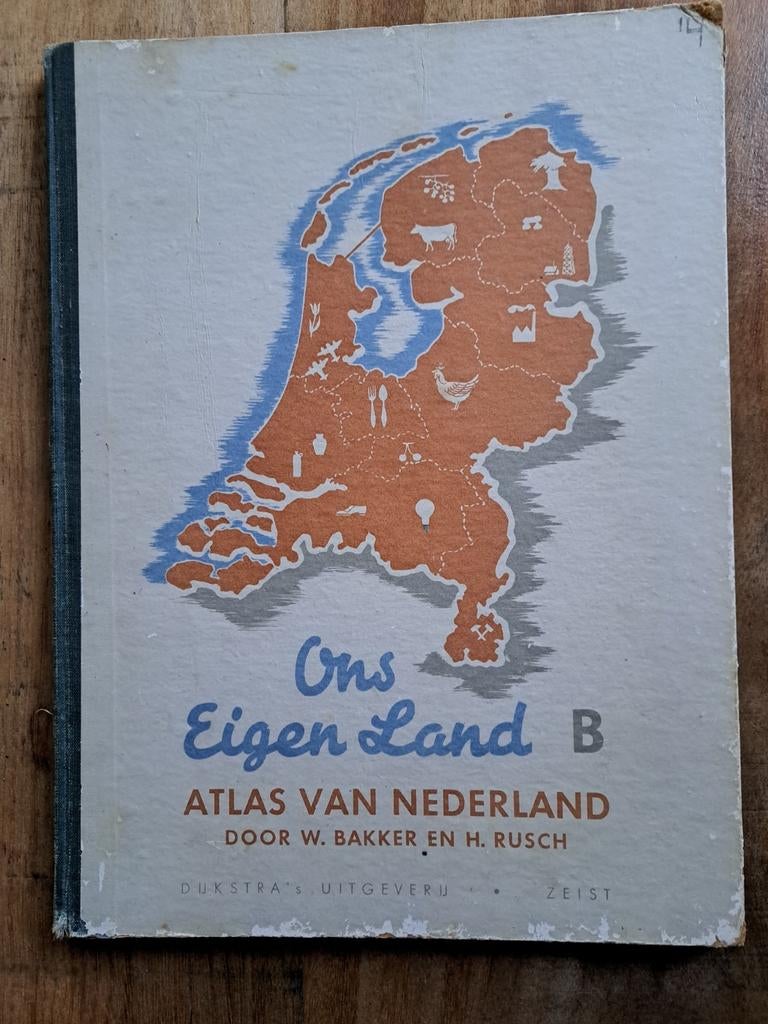 Atlas van Nederland, Boeken, Ophalen of Verzenden, 19e eeuw, Gelezen, W. Bakker en H. Rusch