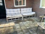 2 teak Boho style lounge banken + tafeltje, Tuin en Terras, Tuinsets en Loungesets, 2 zitplaatsen, Gebruikt, Teakhout, Ophalen of Verzenden