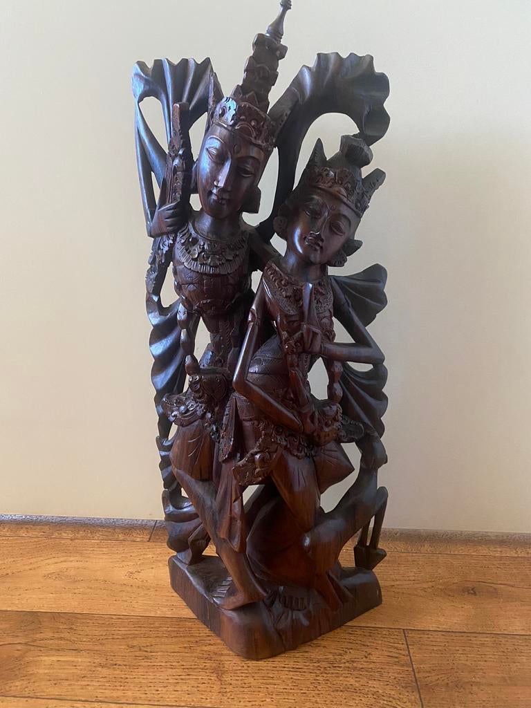 Indonesisch houtsnijwerk, Antiek en Kunst, Kunst | Beelden en Houtsnijwerken, Ophalen, Houtsnijwerk, Hout, Bruin