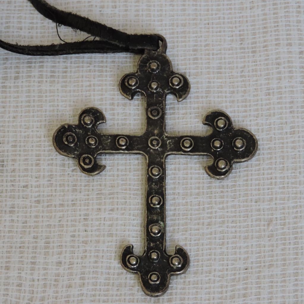 Ketting gotisch kruis middeleeuwse stijl groot, Ophalen of Verzenden, Zo goed als nieuw, Zilver, Overige materialen