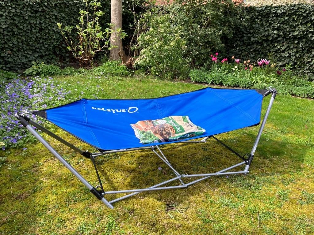 Hangmat met inklapbare standaard, Tuin en Terras, Hangmatten, Ophalen, Opvouwbaar, Zo goed als nieuw, Eenpersoons