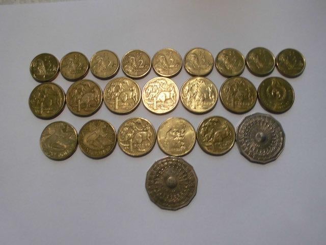 23 munten Australie 2,1 doĺlar,50 cent 1977/1999 = 31 dollar, Ophalen of Verzenden, Setje