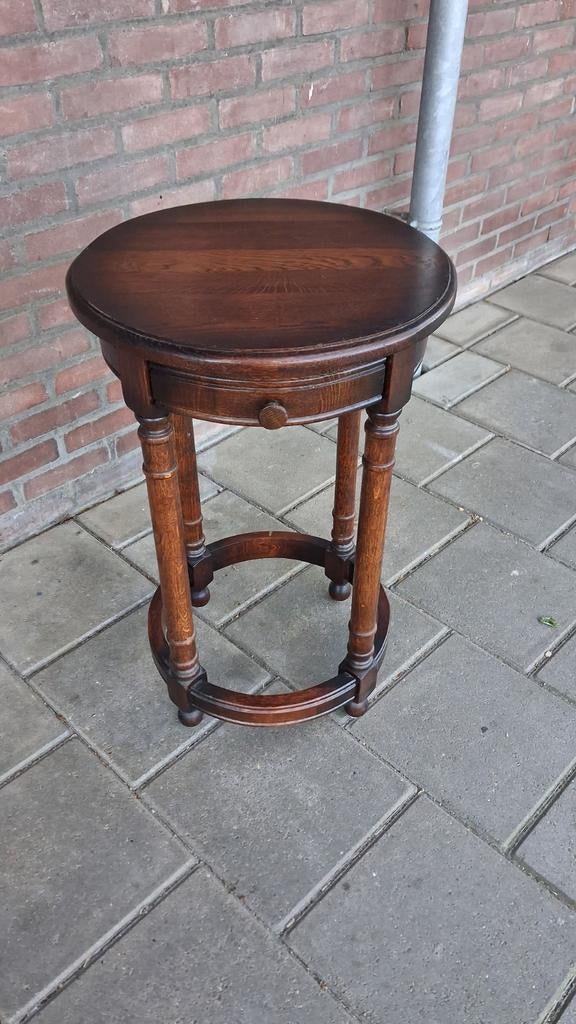 Bruin tafeltje 46 cm rond, Ophalen, Rond, Minder dan 55 cm, 45 tot 60 cm