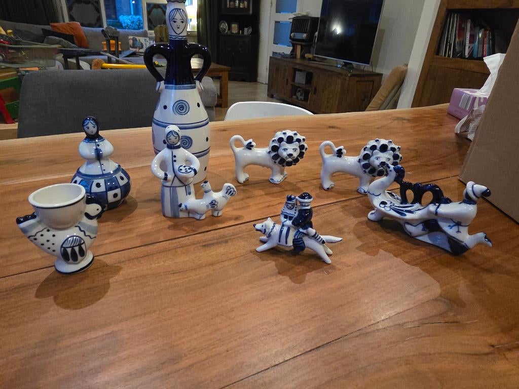 Porseleinen figuren, vaasje etc. stijl Gzhel, Ophalen of Verzenden