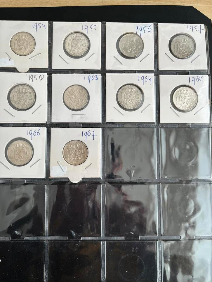 JULIANA 2  SERIE ZILVEREN GULDENS 1954-1967 FOTO/ADV, Postzegels en Munten, Munten | Nederland, Setje, 1 gulden, Koningin Juliana