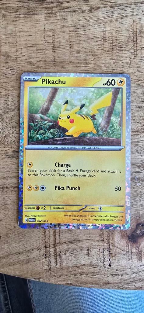 Pikachu Pokémon kaart 002/015, Ophalen of Verzenden, Foil