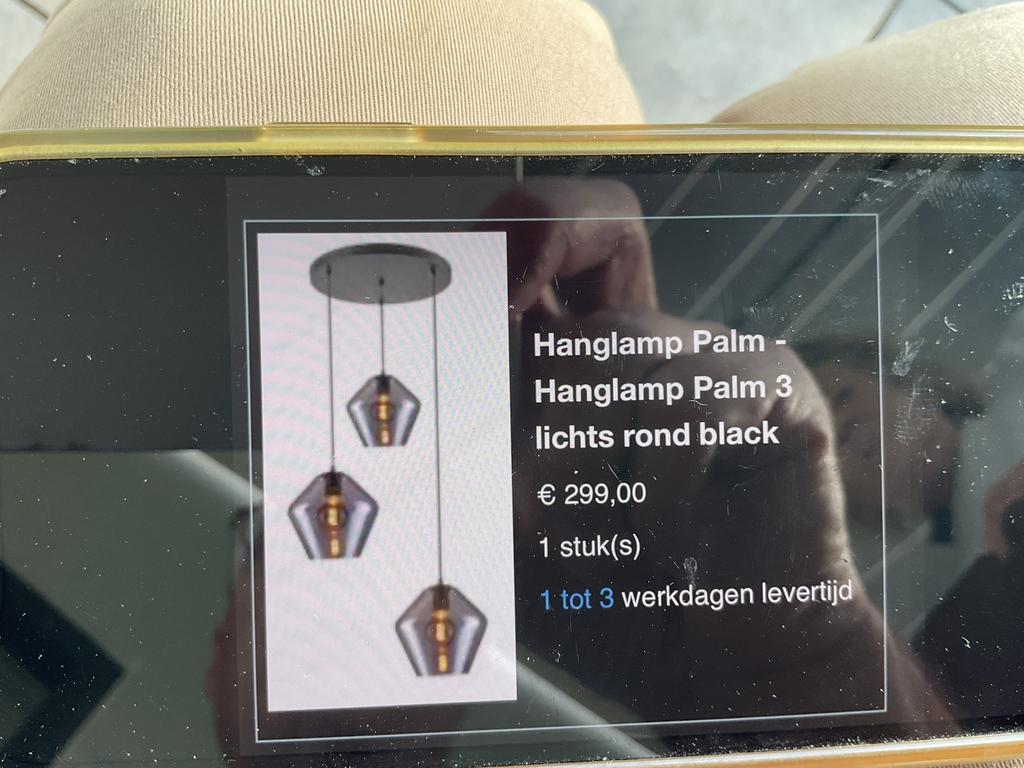 Hanglamp Palm - 3 lichts rond black, Ophalen of Verzenden, Zo goed als nieuw, Glas, 75 cm of meer