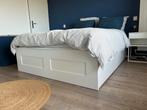 IKEA Brimnes bedframe 160x200, Ophalen, Wit, Tweepersoons, Zo goed als nieuw